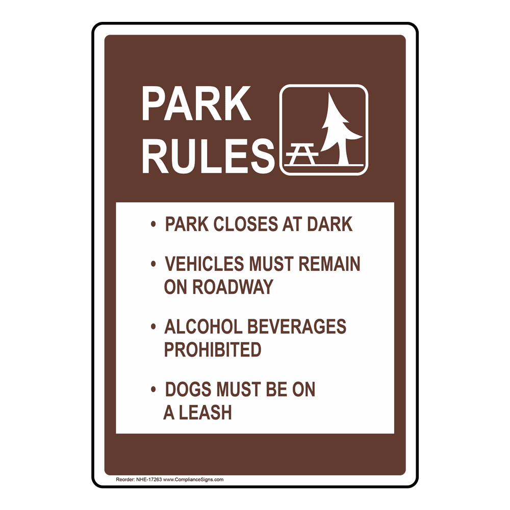 recreation-sign-with-symbol-park-closes-at-dark-vertical-brown