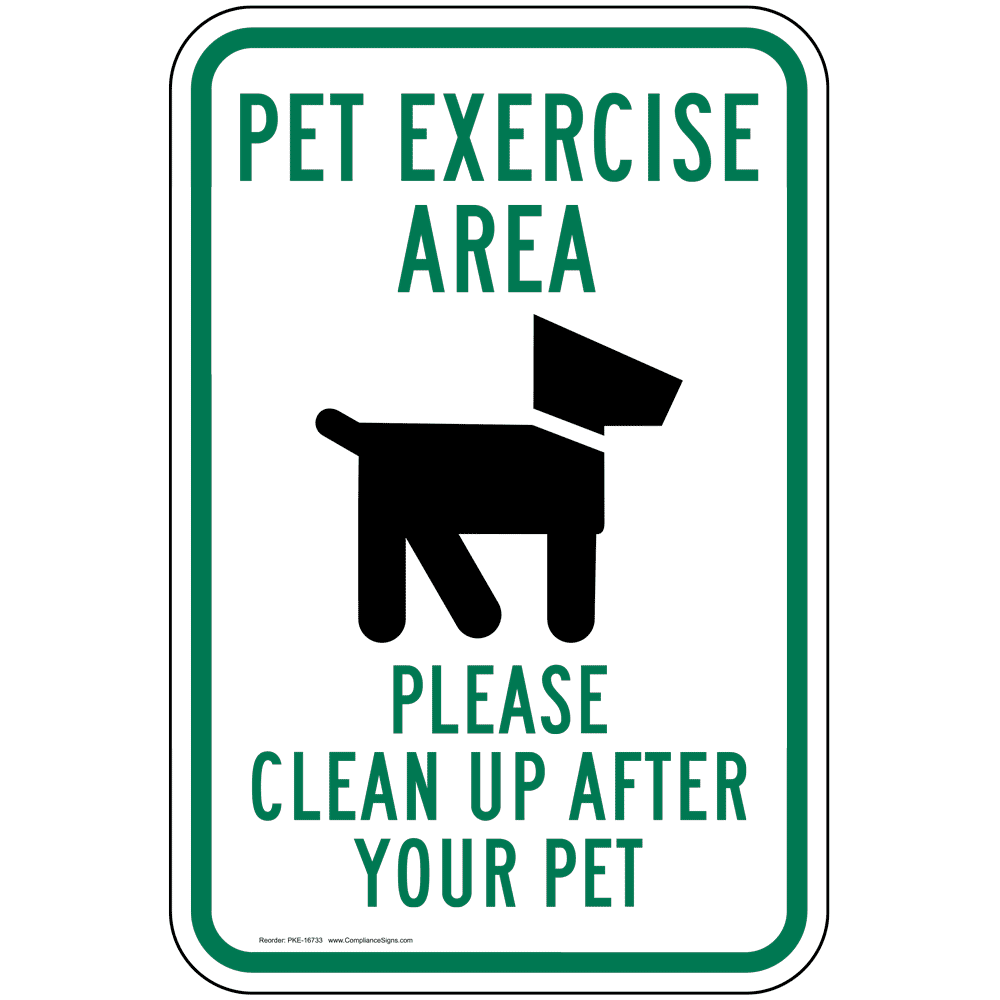 White Reflective Pet Exercise Area Sign or Label