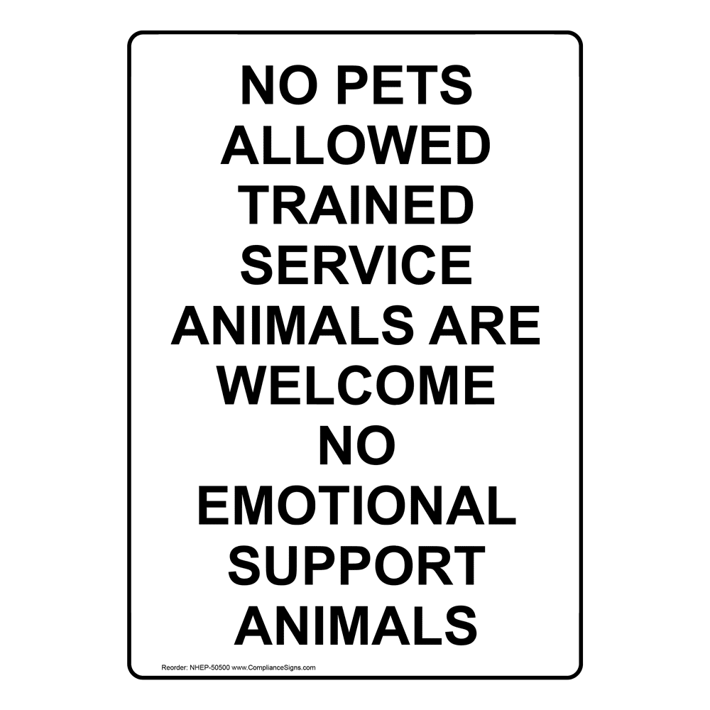 Portrait No Pets Allowed Trained Service Animals Sign NHEP-50500