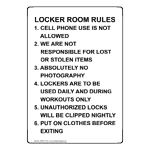 Portrait Locker Room Rules 1. Cell Phone Use Sign NHEP-37101
