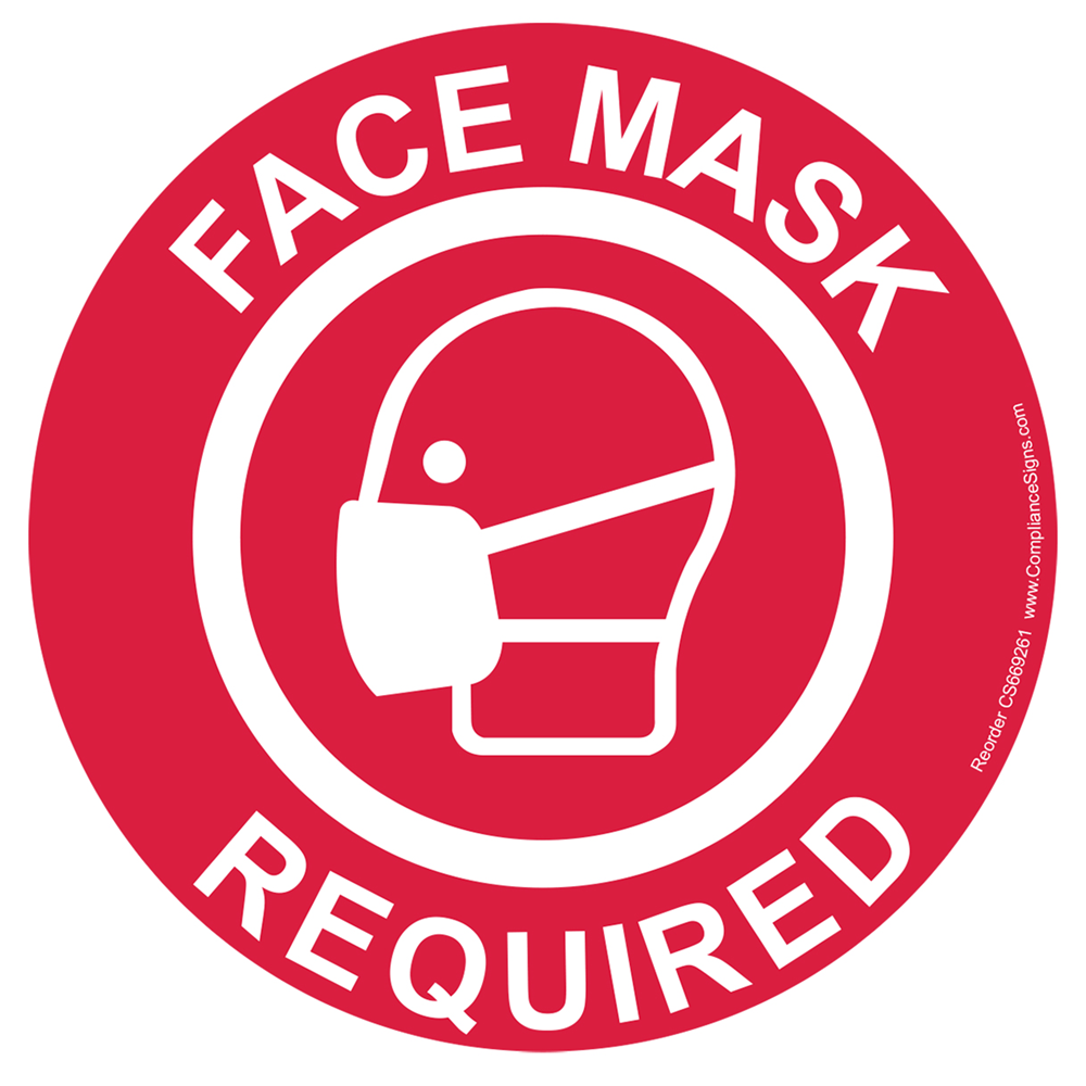 Policies / Regulations Face Mask Required Label / Sticker Red