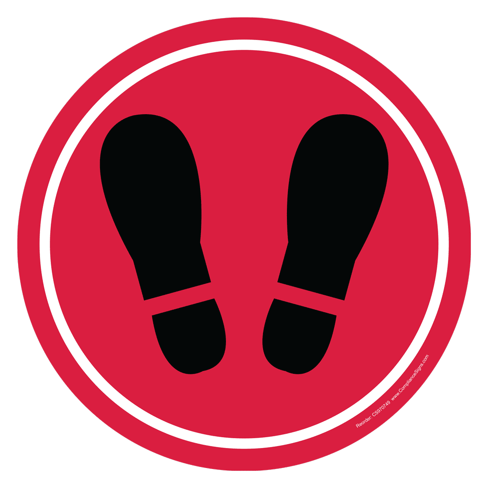 Policies / Regulations Graphic [Footprint] Floor Label - Red - US Made