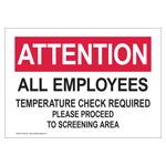 Attention All Employees Temperature Check Required Sign CS695540