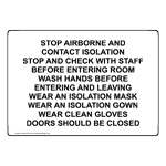 Stop AIRBORNE AND CONTACT Isolation Stop And Check Sign NHE-50733