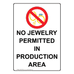 Portrait No Jewelry Permitted In Sign With Symbol NHEP-35322