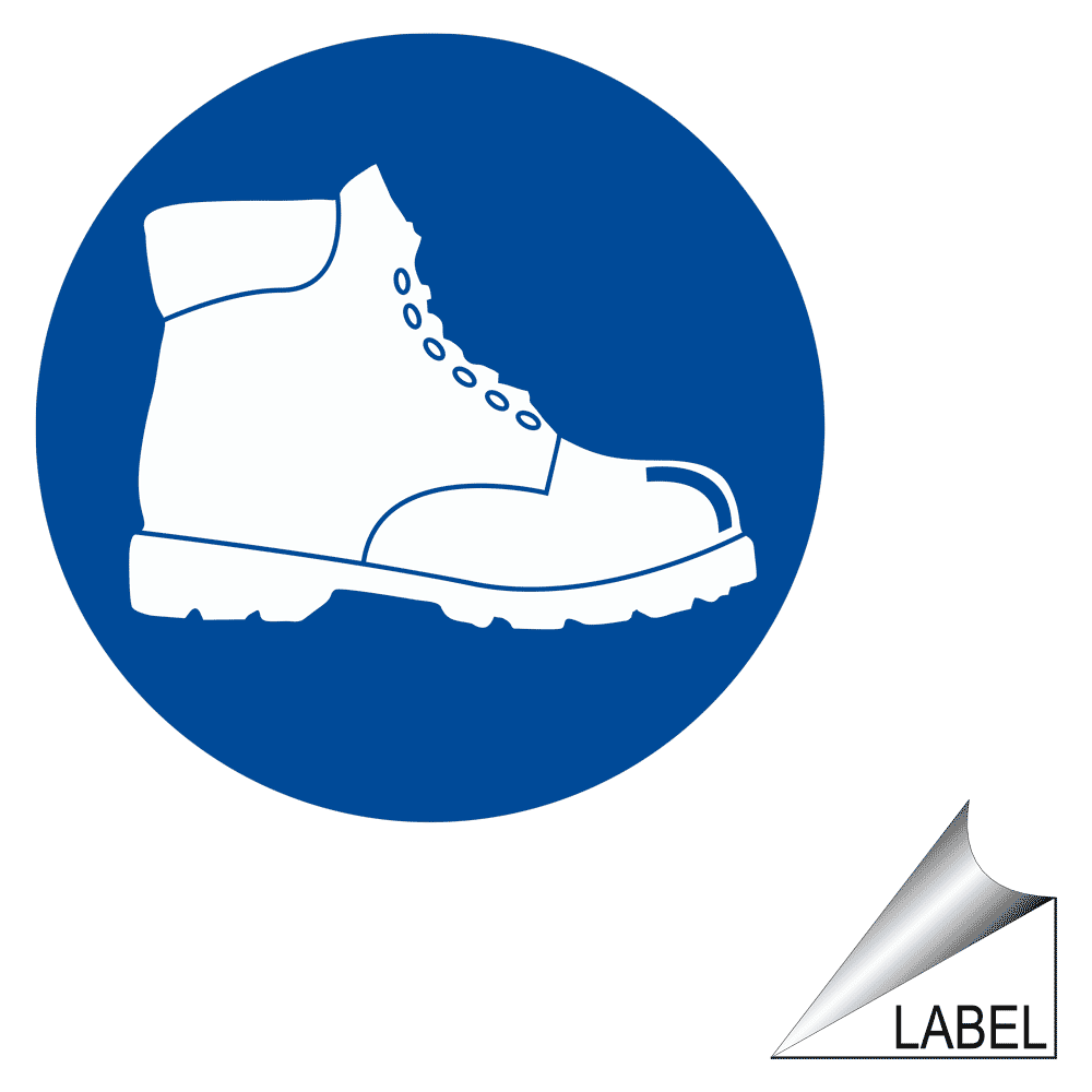 Wear Safety Shoes Rubber Boot Symbol Sticker Label | PPE