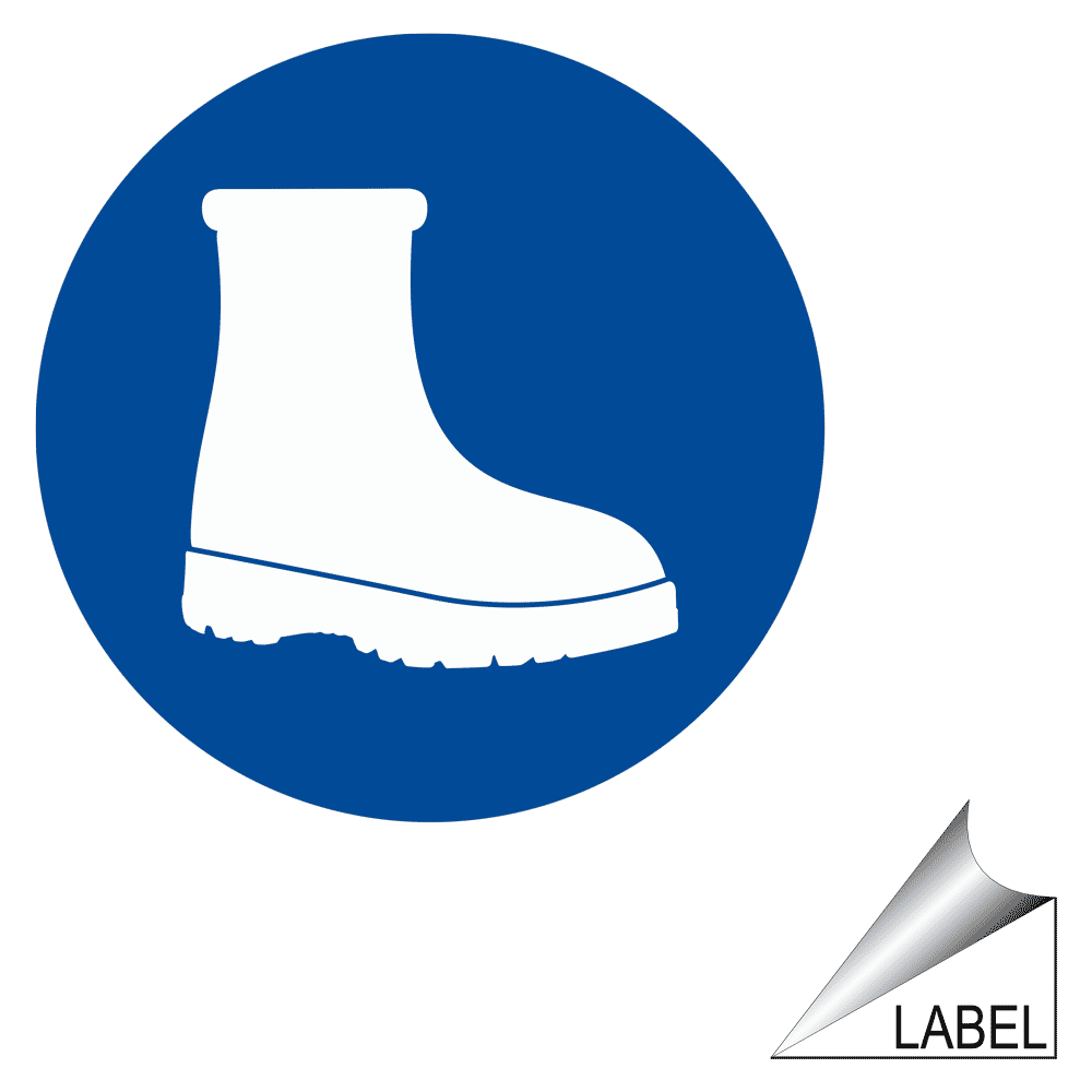 Wear Safety Shoes Required Boot Symbol Sticker Label | PPE