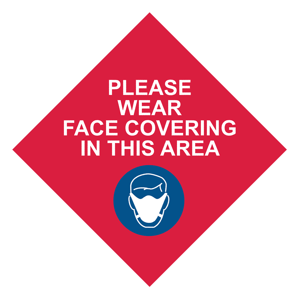 Covid PPE Please Wear Face Covering In This Area Carpet Label - Red