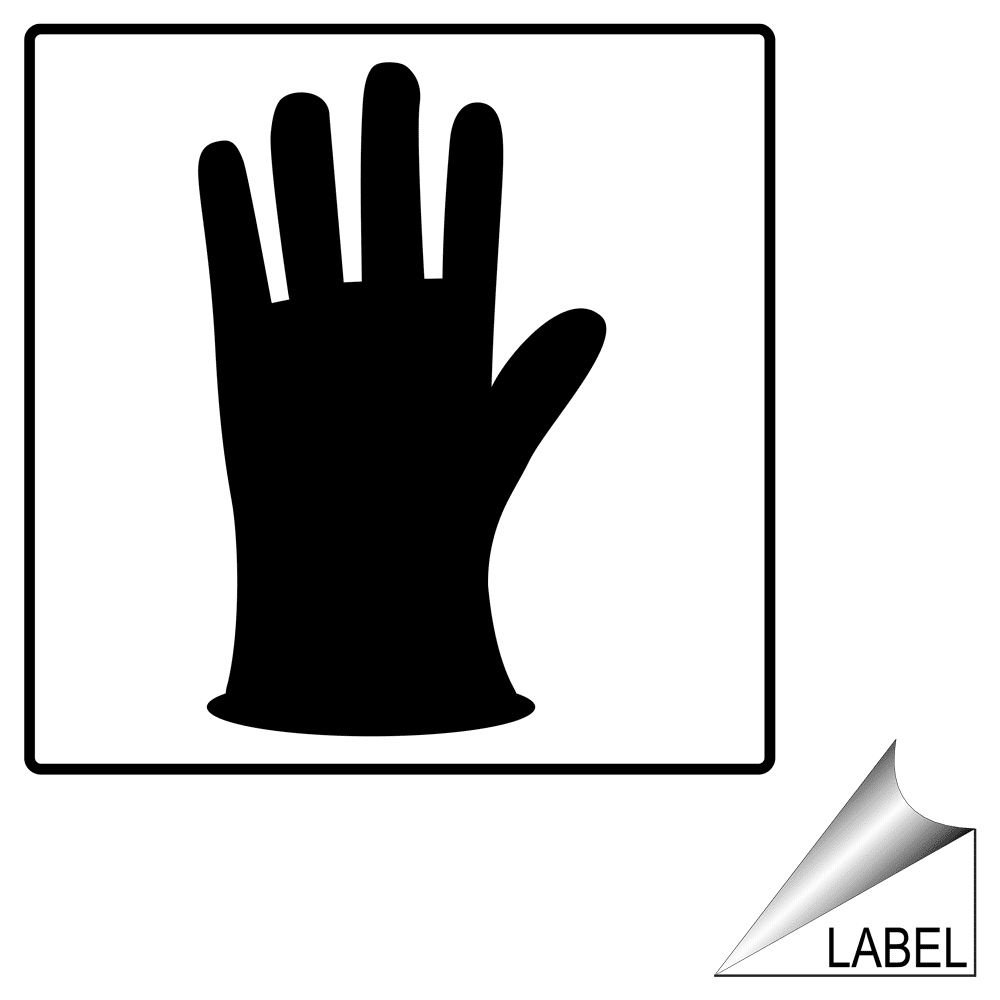 PPE Gloves Gloves Chemical Symbol Label / Sticker White Reflective