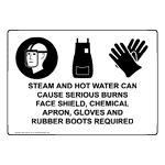 Steam And Hot Water Can Cause Serious Sign With Symbol NHE-36370
