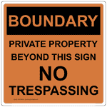 Boundary Private Property Sign NHE-18559 No Soliciting / Trespass