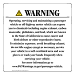 California Prop 65 Vehicle Warning Sign CAWE-37896