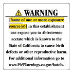 California Prop 65 Hotel Warning Sign CAWE-39646
