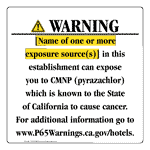 California Prop 65 Hotel Warning Sign CAWE-39803