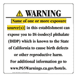 California Prop 65 Hotel Warning Sign CAWE-39876