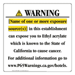 California Prop 65 Hotel Warning Sign CAWE-39921