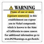 California Prop 65 Hotel Warning Sign CAWE-40117