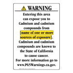 Portrait California Prop 65 Chemical Exposure Area Warning Sign CAWE-41533