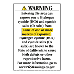 Portrait California Prop 65 Chemical Exposure Area Warning Sign CAWE-41780
