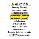 Portrait California Prop 65 Chemical Exposure Area Warning Sign CAWE-41894