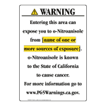 Portrait California Prop 65 Chemical Exposure Area Warning Sign CAWE-41963