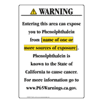 Portrait California Prop 65 Chemical Exposure Area Warning Sign CAWE-42014