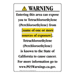 Portrait California Prop 65 Chemical Exposure Area Warning Sign CAWE-42109
