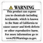 California Prop 65 Consumer Product Warning Sign CAWE-42291