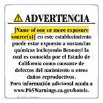 Spanish California Prop 65 Hotel Warning Sign CAWS-39701