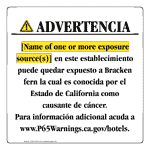 Spanish California Prop 65 Hotel Warning Sign CAWS-39732