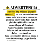 Spanish California Prop 65 Hotel Warning Sign CAWS-39743