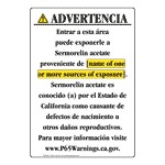 Spanish California Prop 65 Chemical Exposure Area Sign CAWS-42076