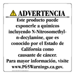 Spanish California Prop 65 Consumer Product Warning Sign CAWS-42789