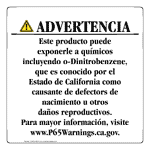 Spanish California Prop 65 Consumer Product Warning Sign CAWS-42819