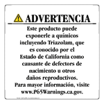Spanish California Prop 65 Consumer Product Warning Sign CAWS-42996