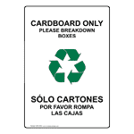 Cardboard Only Please Breakdown Boxes Bilingual Sign NHB-16551