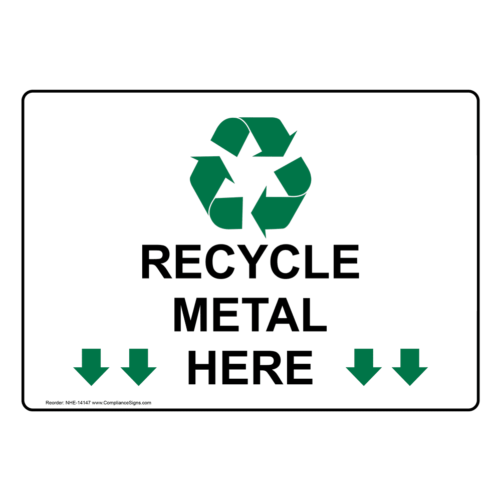 'Here French Metal Sign 'ICI ON RECYCLE!' We Recycle' White on Green 