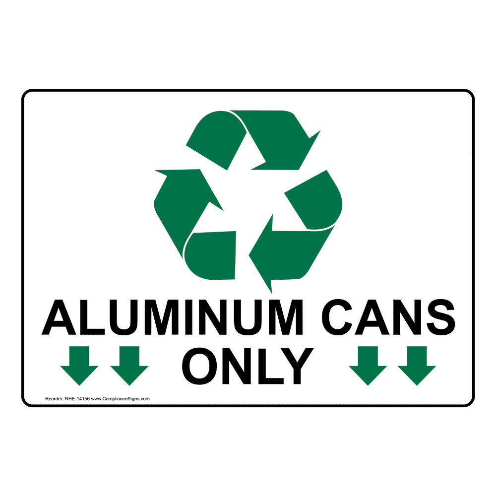 Recycling Sign Self Adhesive Sticker A6-105mm x 148mm Aluminium Cans Only 