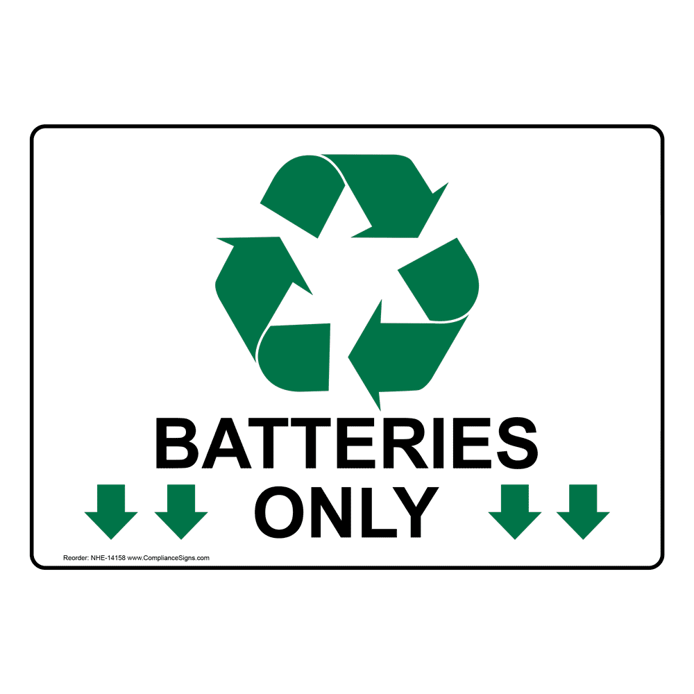 REE-42W Batteries Recycling Sign 150mm x 200mm Self-Adhesive 