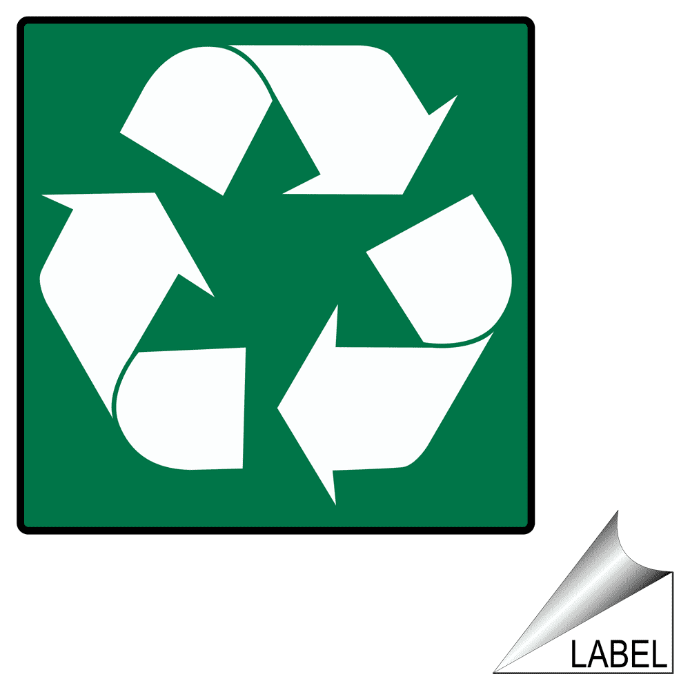 Green/Black On White Indoor/Outdoor Industrial Recycling and Conservation Labels