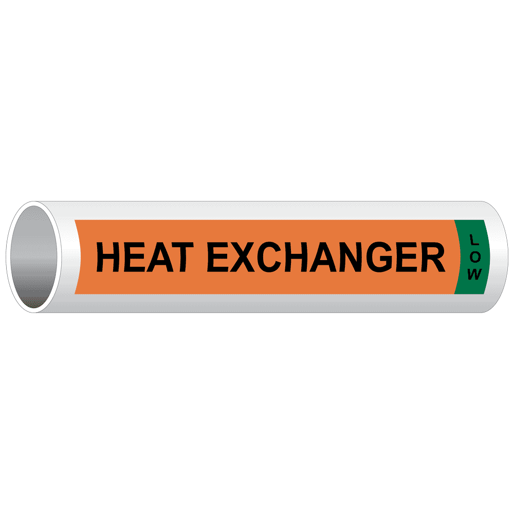 Orange Heat Exchanger Low Pipe Marking Label PIPE-50868