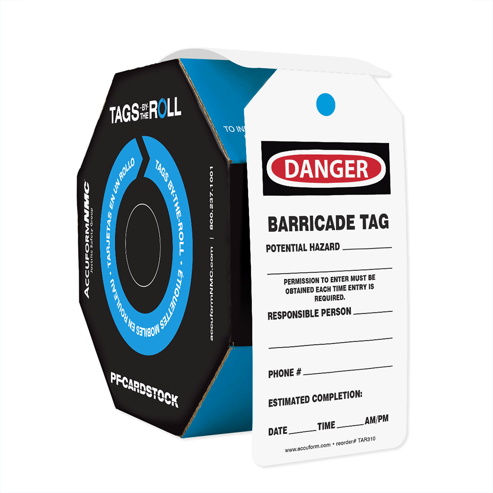 Tags By The Roll Safety Tags BARRICADE TAG POTENTIAL HAZARD Easy