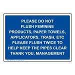Please Do Not Flush Feminine Products, Paper Sign NHE-37035_BLU
