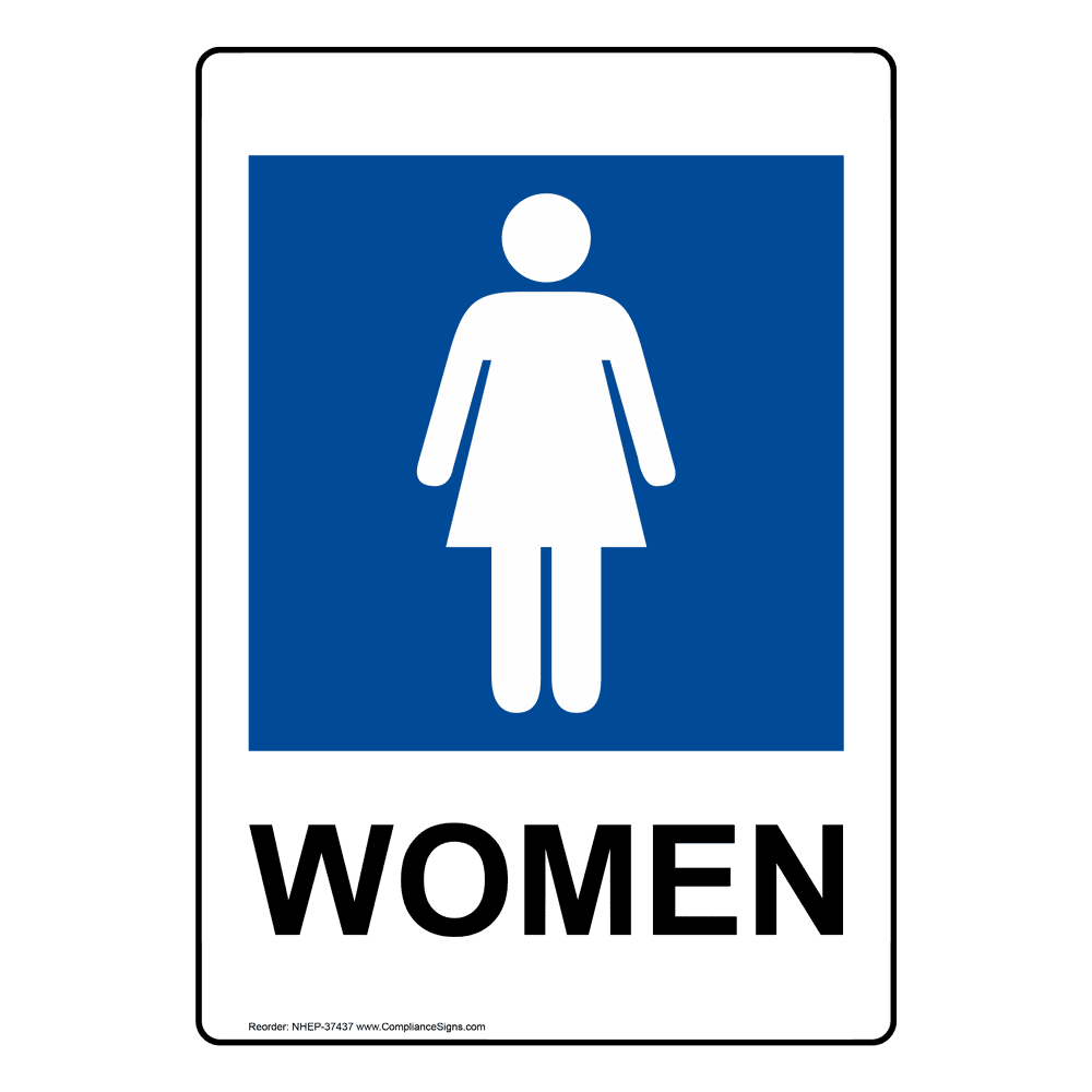 White Vertical Women Restroom Directional Sign - 6 Sizes