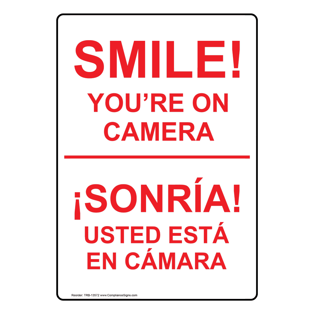 2 SMILE YOU'RE ON CAMERA SIGNS 8"x12"  w/ Grommets Security Surveillance Spanish 