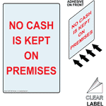 Portrait No Cash Is Kept On Premises Clear Label NHEP-18451-Reverse