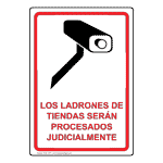 Shoplifters Will Be Prosecuted Spanish Sign NHS-13371 Security Notice