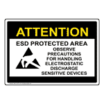 Attention ESD Protected Area Observe Precautions Sign NHE-18187