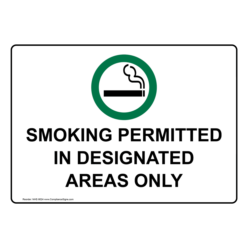 Self Adhesive Sticker Designated Smoking Area Sign A4 210 x 297mm 