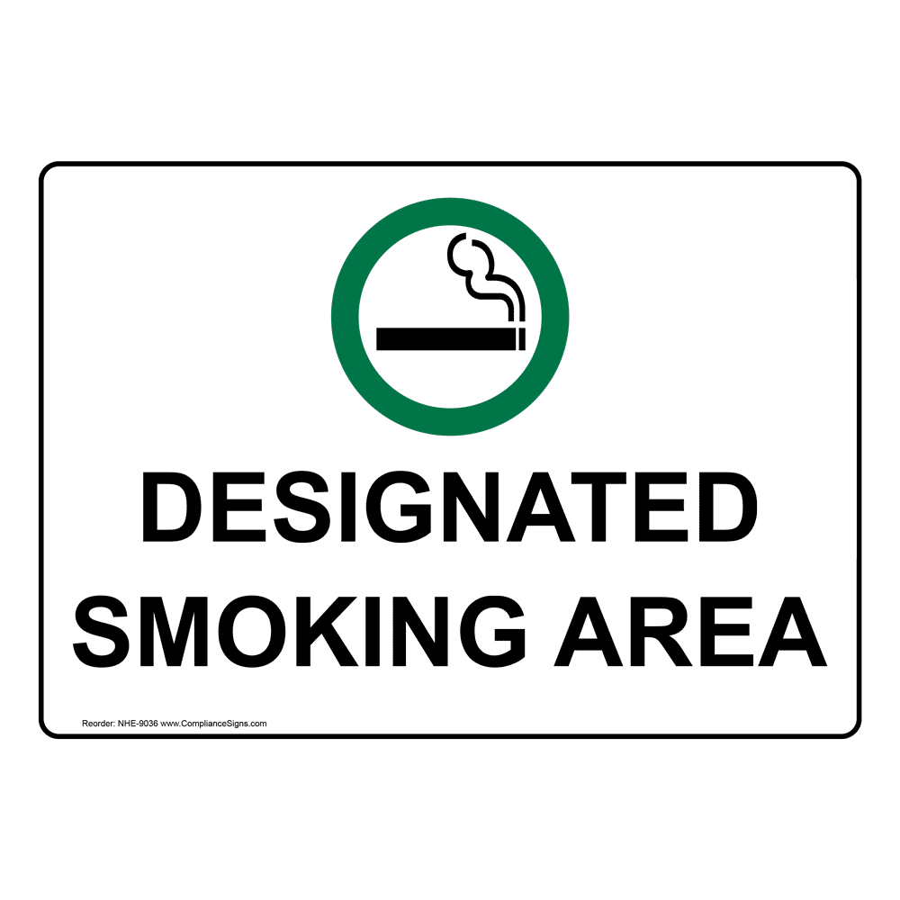 Designated Smoking Area Sign With Symbol - White